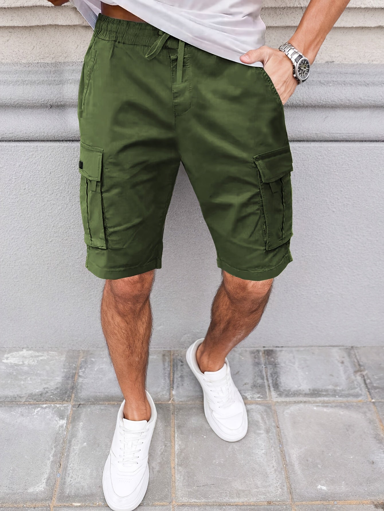 Men's Drawstring Cargo Shorts | Knee Length