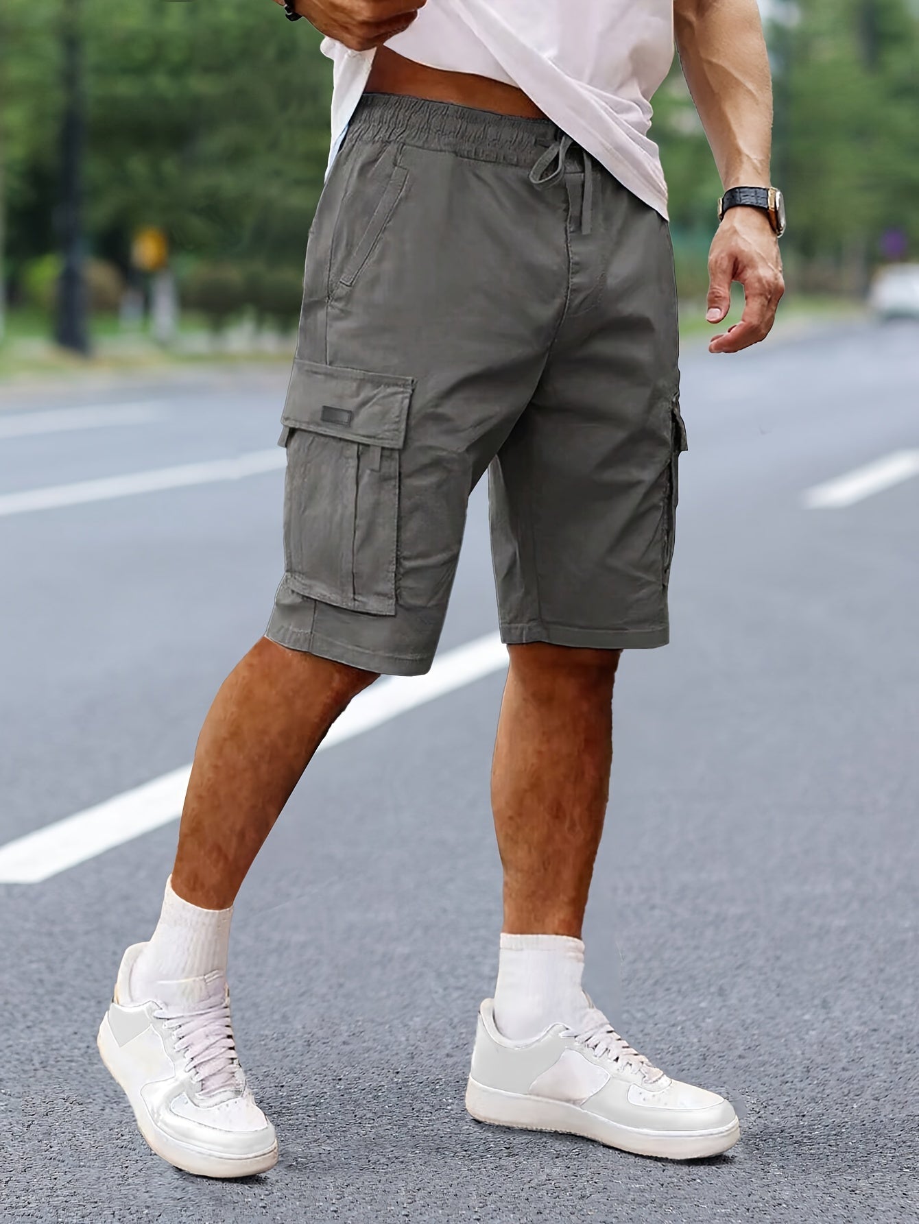 Men's Drawstring Cargo Shorts | Knee Length