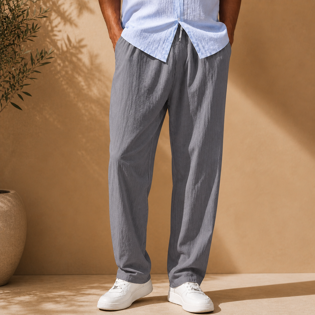 Men's Straight Leg Trousers | Drawstring Waist