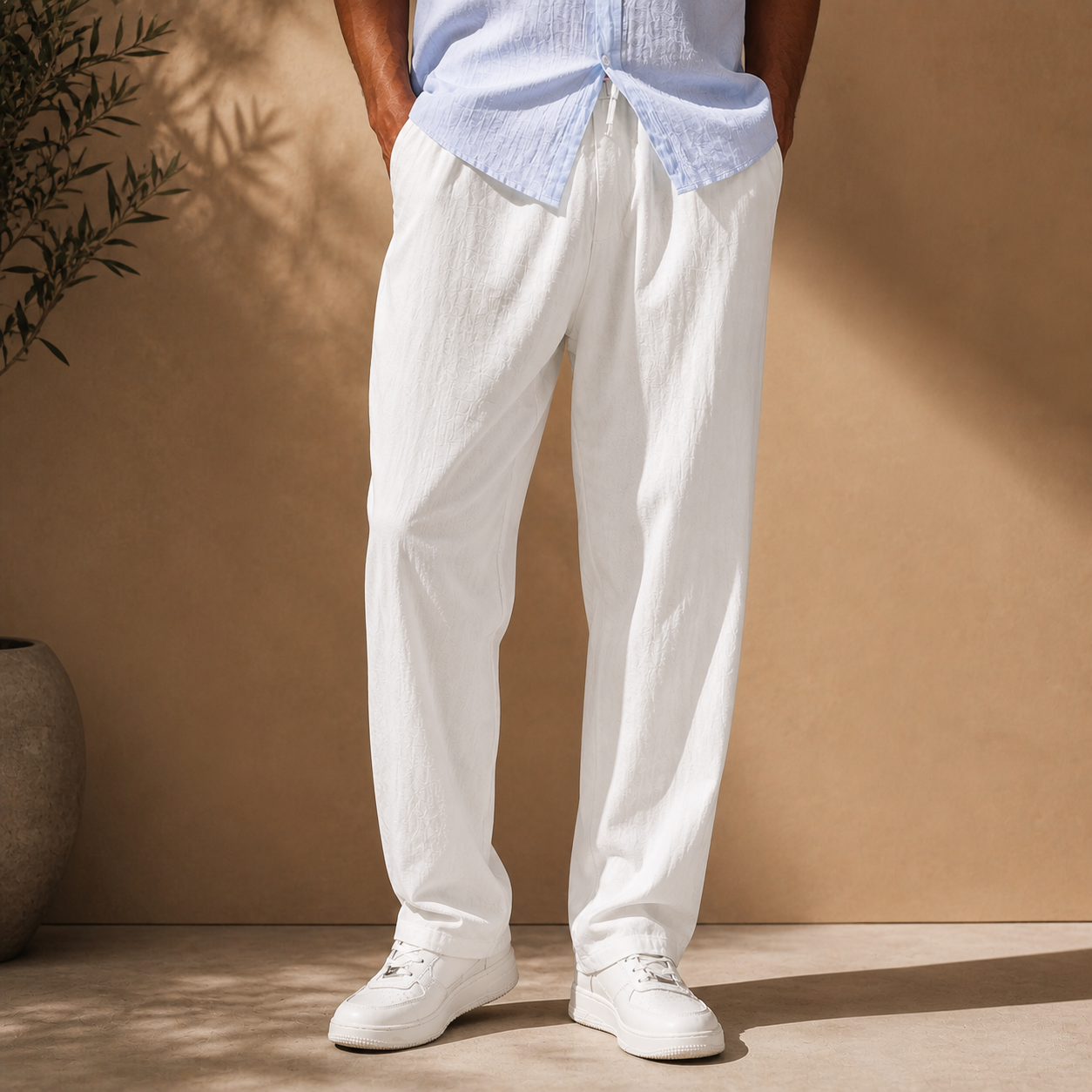 Men's Straight Leg Trousers | Drawstring Waist