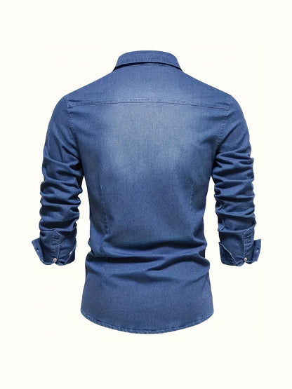 Men's Denim Long Sleeve Shirt | Slim Fit