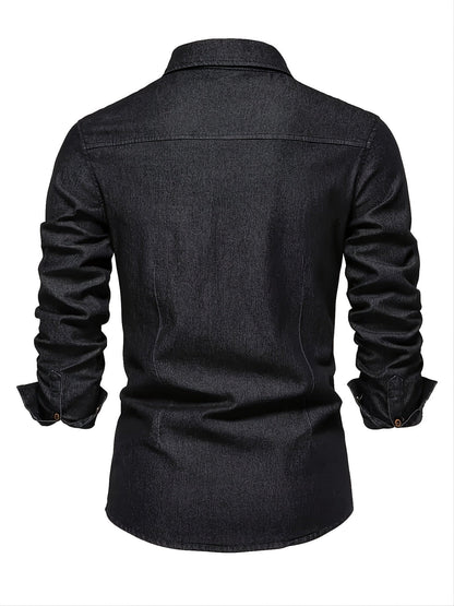 Men's Denim Long Sleeve Shirt | Slim Fit