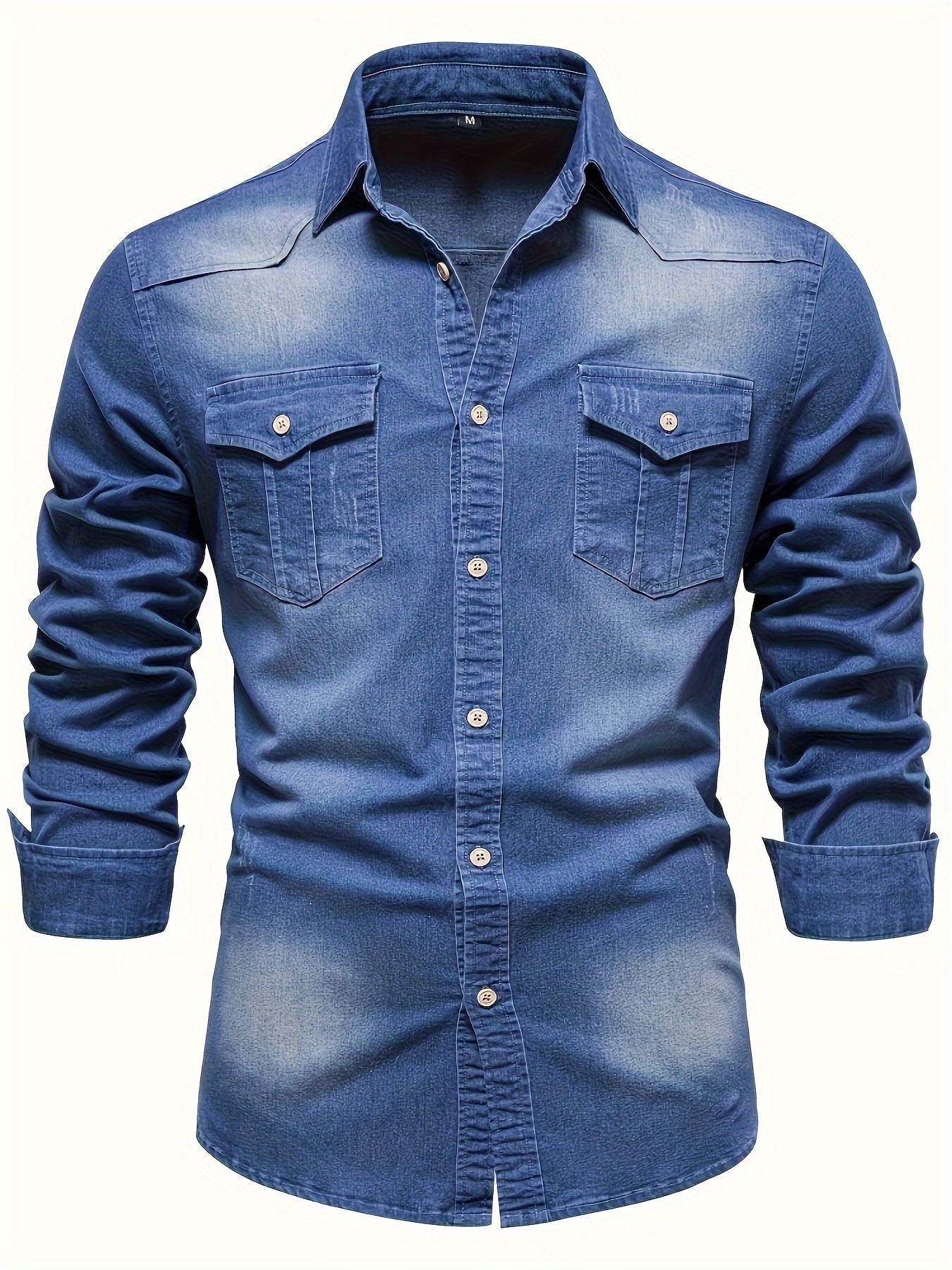 Men's Denim Long Sleeve Shirt | Slim Fit