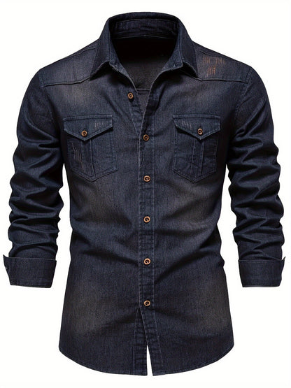 Men's Denim Long Sleeve Shirt | Slim Fit