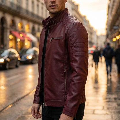 Men's Biker Jacket | Stand Collar