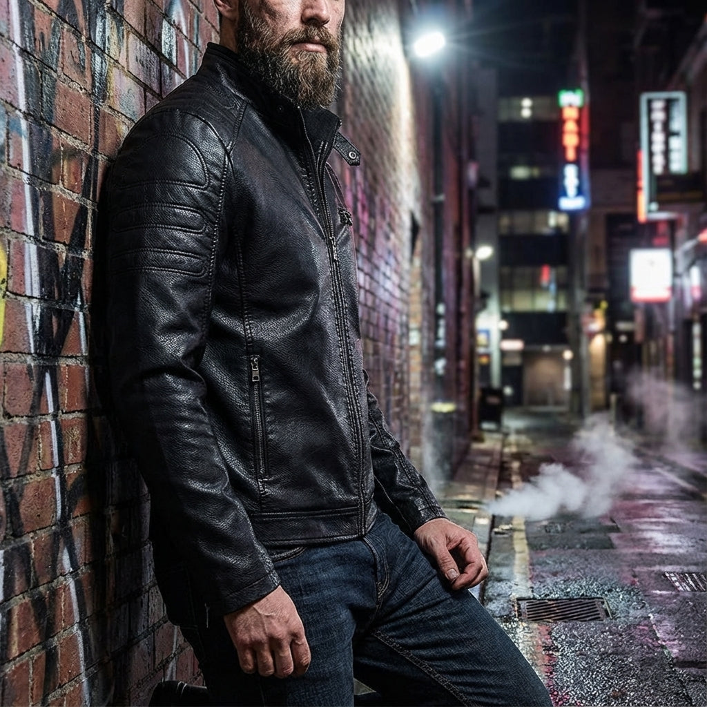 Men's Biker Jacket | Stand Collar
