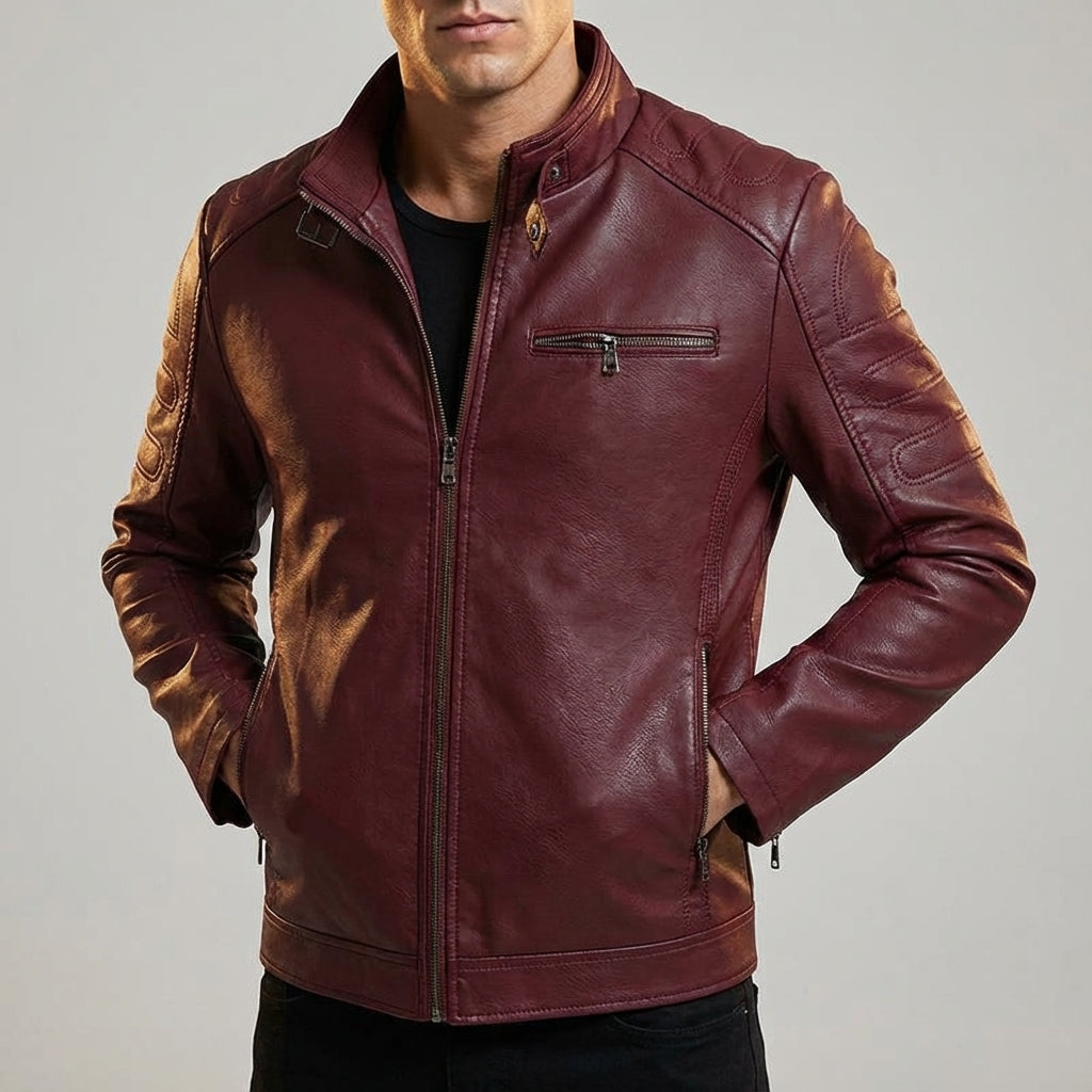 Men's Biker Jacket | Stand Collar