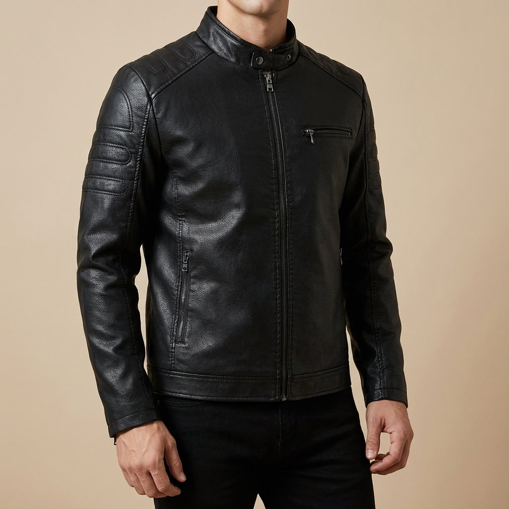 Men's Biker Jacket | Stand Collar