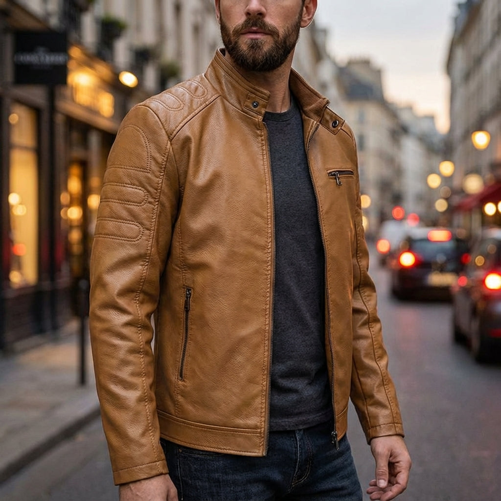 Men's Biker Jacket | Stand Collar