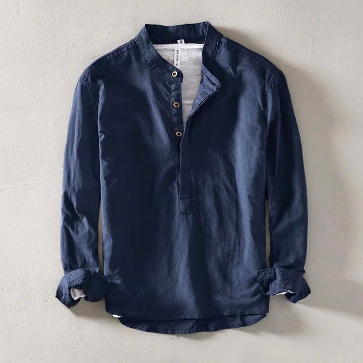 Men's Half Shirt | Grandad Collar