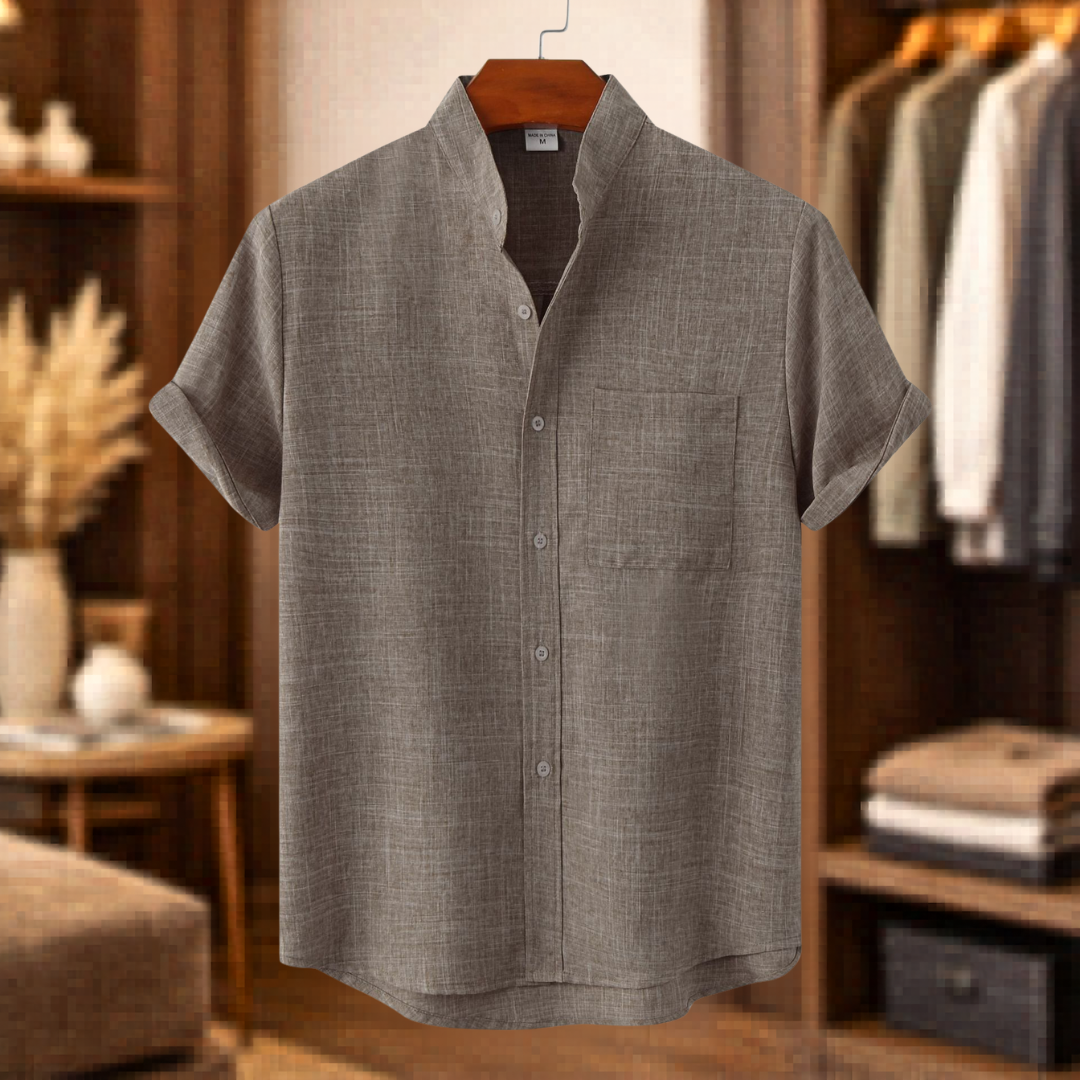 Men's Grandad Collar Shirt | Chest Pocket