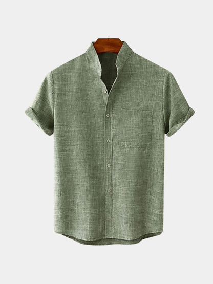 Men's Grandad Collar Shirt | Chest Pocket