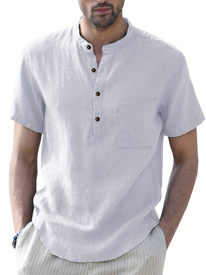 Men's Grandad Collar Shirt | Half Button