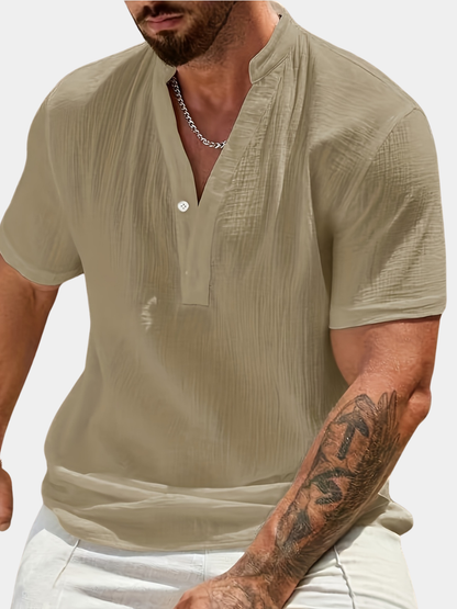 Men's Grandad Collar Popover Shirt | Half