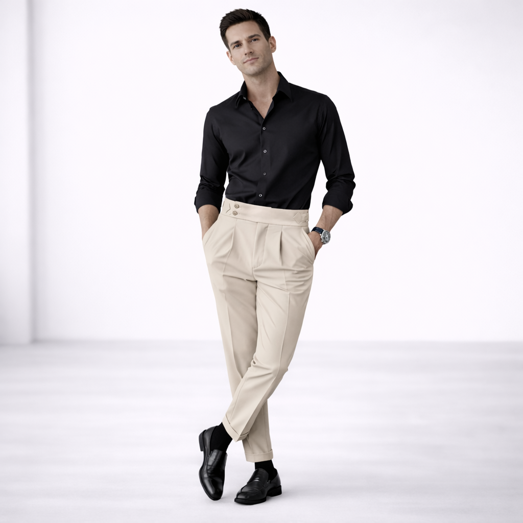 Men's Pleated Trousers | Tapered Fit