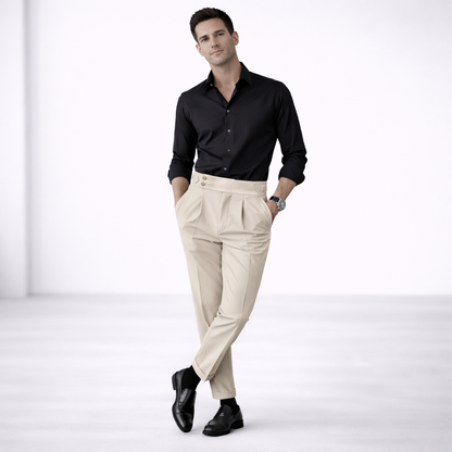 Men's Pleated Trousers | Tapered Fit