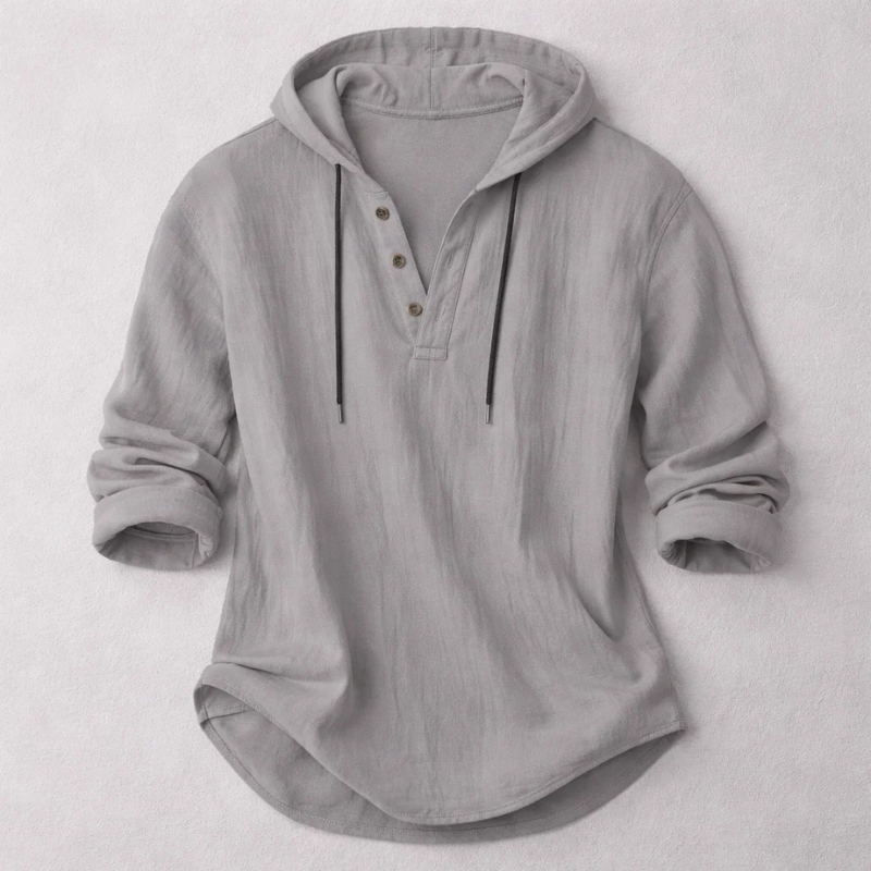 Men's Hooded Henley Shirt | Long Sleeve