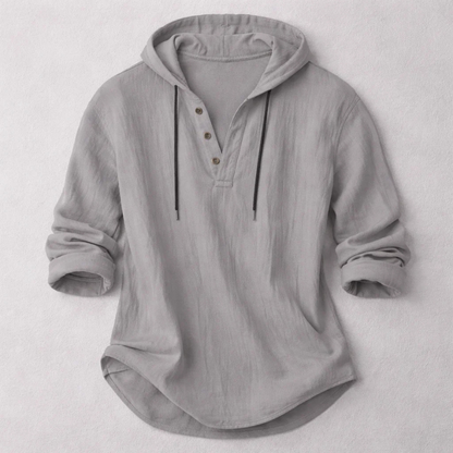 Men's Hooded Henley Shirt | Long Sleeve