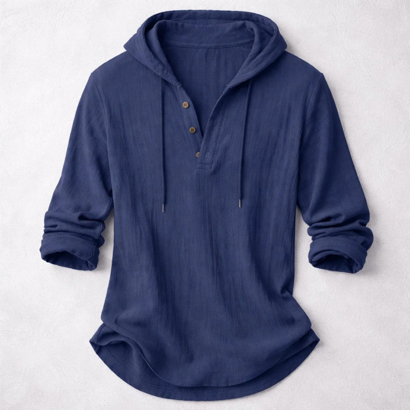 Men's Hooded Henley Shirt | Long Sleeve
