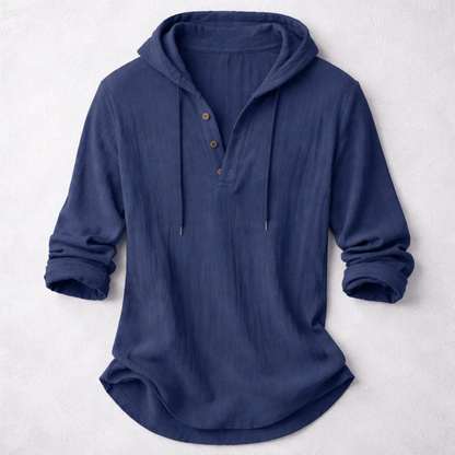 Men's Hooded Henley Shirt | Long Sleeve