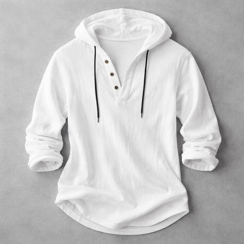 Men's Hooded Henley Shirt | Long Sleeve