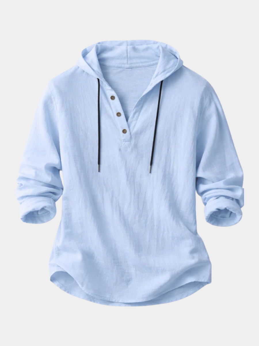 Men's Hooded Henley Shirt | Long Sleeve