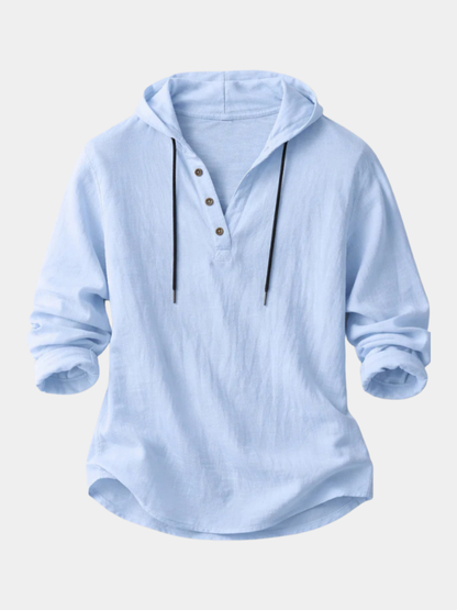 Men's Hooded Henley Shirt | Long Sleeve
