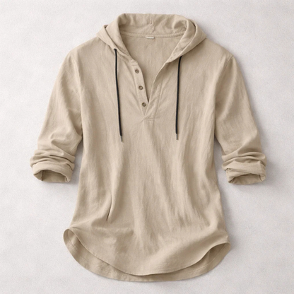 Men's Hooded Henley Shirt | Long Sleeve