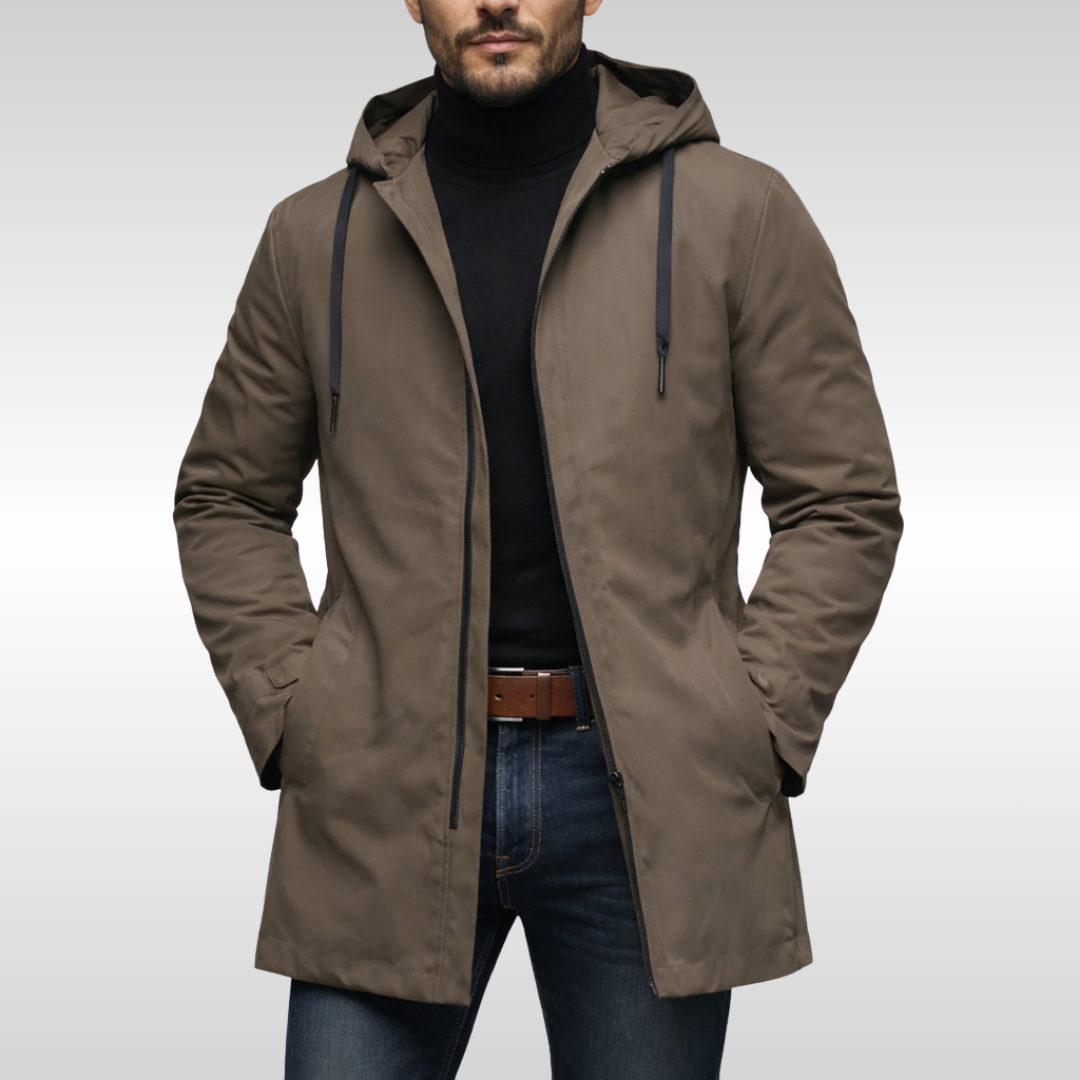 Men's Hooded Longline Parka | Zip Up