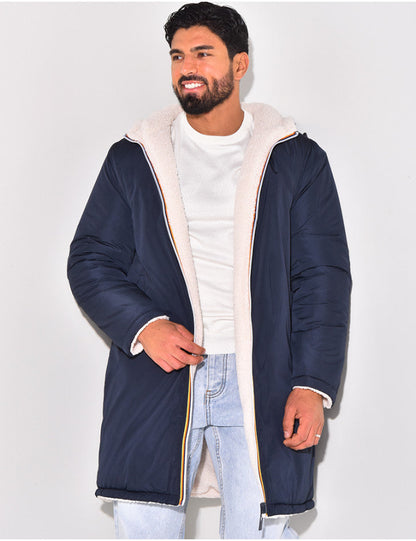 Men's Longline Hooded Coat | Zip Up
