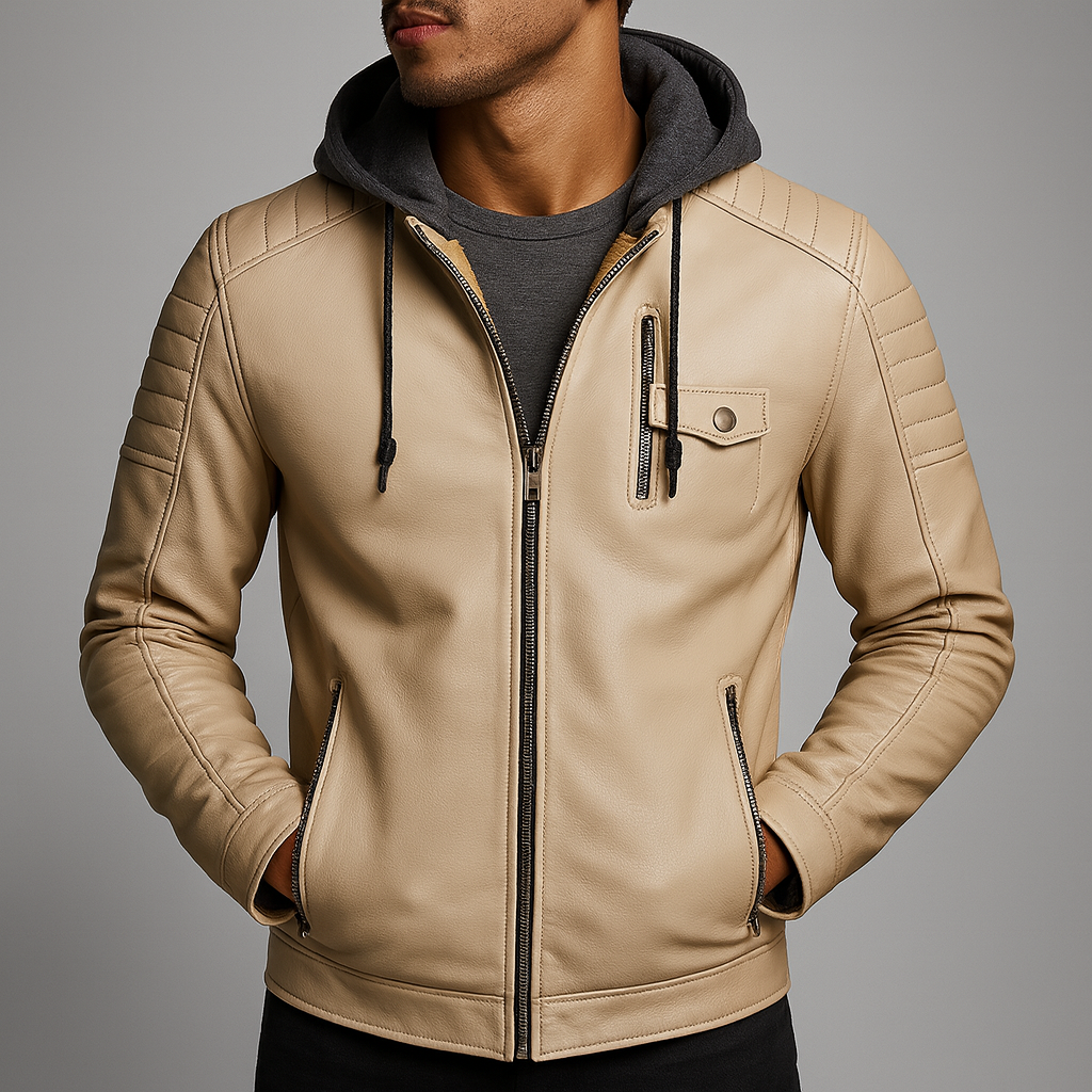 Men's Hooded Biker Jacket | Zip Up