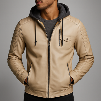 Men's Hooded Biker Jacket | Zip Up