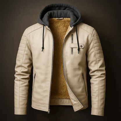 Men's Hooded Biker Jacket | Zip Up