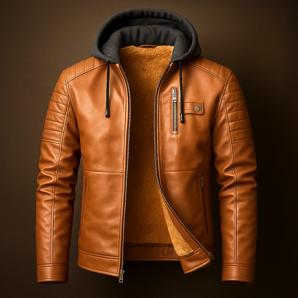 Men's Hooded Biker Jacket | Zip Up