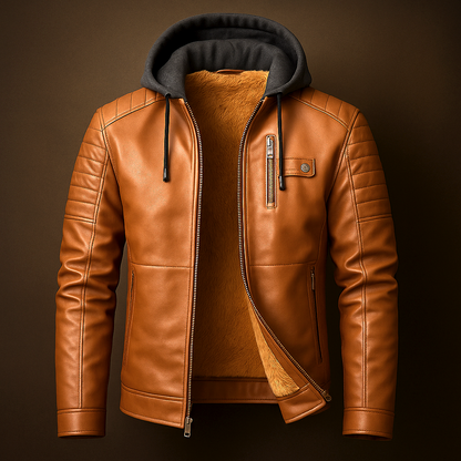Men's Hooded Biker Jacket | Zip Up