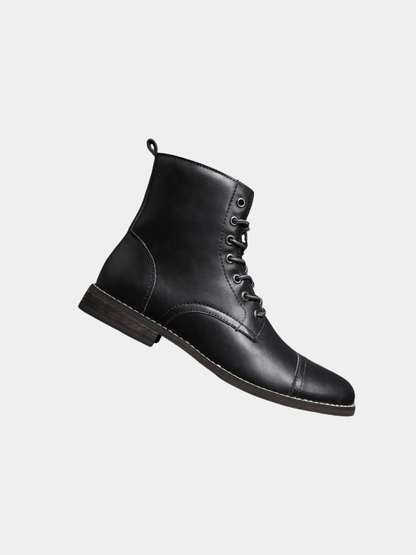 Men's Lace-Up Cap-Toe Boots | Stacked Heel Sole