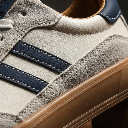 Men's Lace-Up Striped Trainers | Cushioned Gum Sole