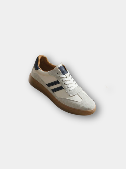 Men's Lace-Up Striped Trainers | Cushioned Gum Sole