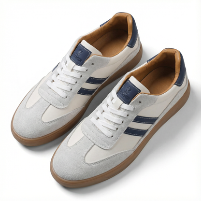 Men's Lace-Up Striped Trainers | Cushioned Gum Sole