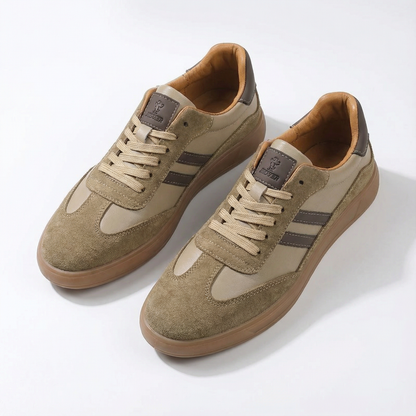 Men's Lace-Up Striped Trainers | Cushioned Gum Sole