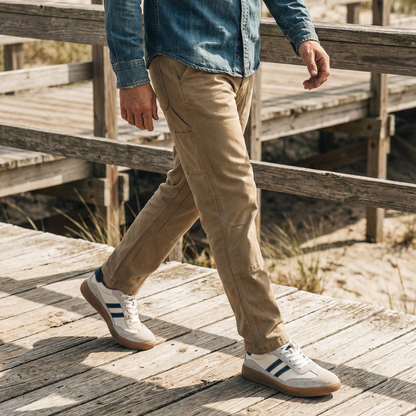 Men's Lace-Up Striped Trainers | Cushioned Gum Sole