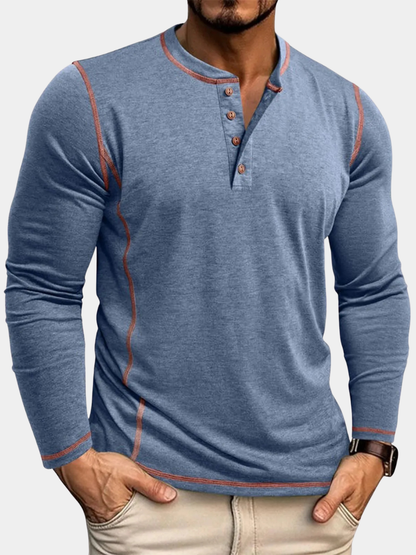 Men's Henley Long Sleeve T-Shirt | Button
