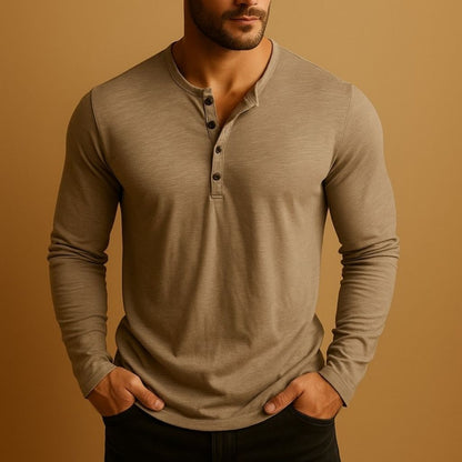 Men's Slim Fit Henley T-Shirt | Long Sleeve
