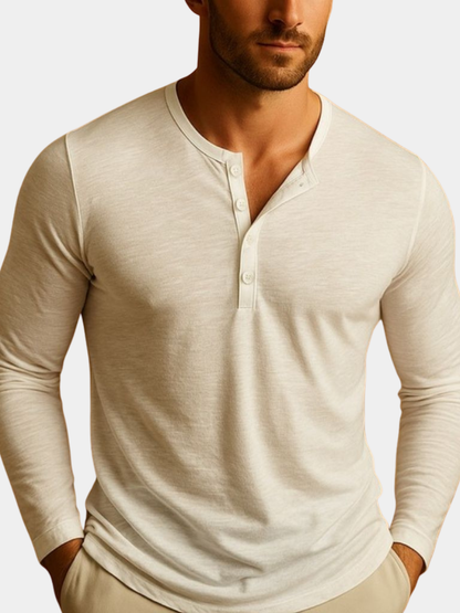 Men's Slim Fit Henley T-Shirt | Long Sleeve