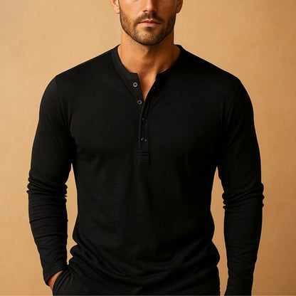 Men's Slim Fit Henley T-Shirt | Long Sleeve