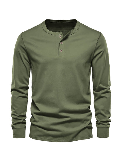Men's Long Sleeve Henley T-Shirt | Button