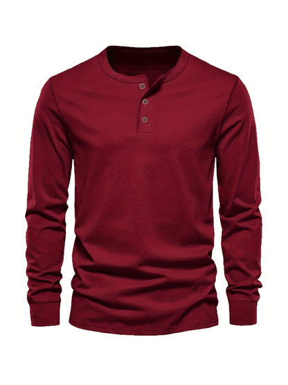 Men's Long Sleeve Henley T-Shirt | Button