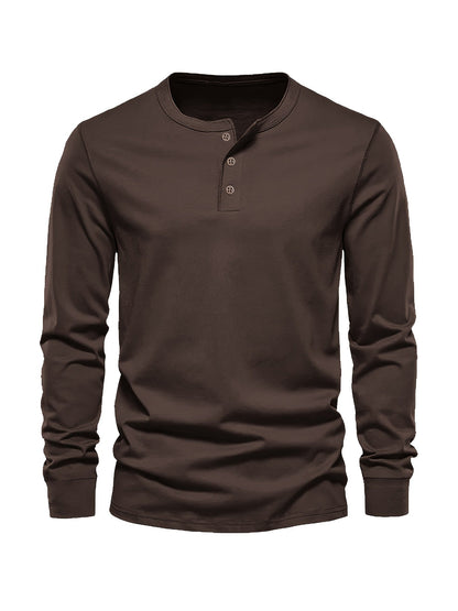 Men's Long Sleeve Henley T-Shirt | Button