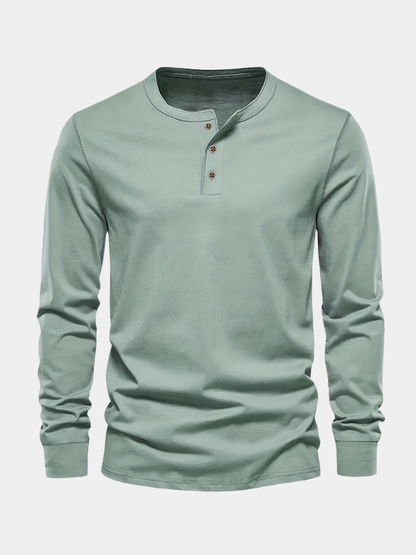 Men's Long Sleeve Henley T-Shirt | Button
