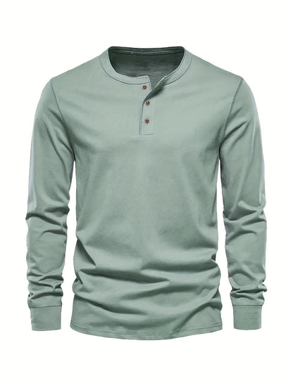 Men's Long Sleeve Henley T-Shirt | Button